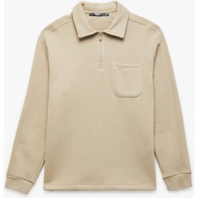 Koton Şardonlu Cep Detaylı Uzun Kollu Fermuarlı Polo Yaka Sweatshirt