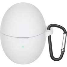 Gpack Huawei Freebuds 6 Uyumlu Kılıf Mat Kancalı Silikon SF13 Beyaz