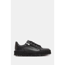 Briar Kadın Siyah Gerçek Deri Fermuar Detaylı Sneaker