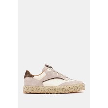 Rayn Kadın Bej Yeşil Gerçek Süet Deri Sneaker