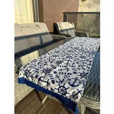 135X43 cm Püsküllü Deniz Çapa Desen Runner