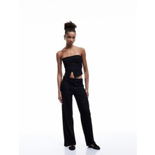 Koton Beli Bağcıklı Geniş Paça Bürümcük Pantolon