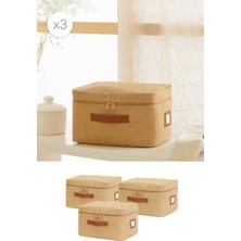 Ocean Home Textile 3'lü Küçük Boy Jüt Hurç Set 30 x 22 x 18 cm