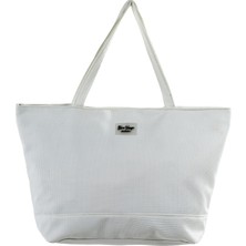 REMSA Yumuşak Deri Dokulu Plaj Çantası 5555 Beyaz