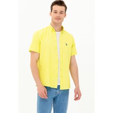 U.S. Polo Assn. Erkek Neon Sarı Kısa Kollu Gömlek 50262942-VR168