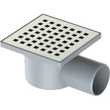 Krom Süzgeç Izgaralı Krom Plastik Yer Süzgeci Yer Sifonu 10 x 10 x 50 cm Yandan Çıkışlı