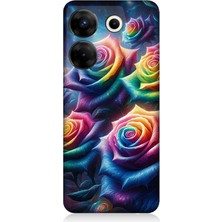 Tecno Camon 20S Pro Uyumlu Gökkuşağı Güllerin Patlaması  Desenli Silikon Kılıf