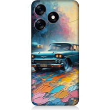 Tecno Spark 10 Uyumlu Renkli Yol Üzerinde Araba  Desenli Silikon Kılıf