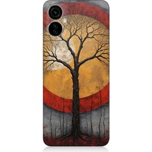 Tecno Spark 9 Pro Uyumlu Sarı Kırmızı Ağaç Gölgesi  Desenli Silikon Kılıf