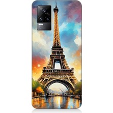 Vivo V21E Uyumlu Gün Batımı Eyfel Büyüsü  Desenli Silikon Kılıf