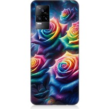 Vivo V21E Uyumlu Gökkuşağı Güllerin Patlaması  Desenli Silikon Kılıf
