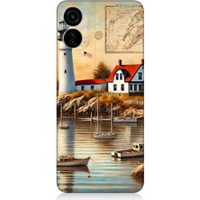 Tecno Camon 19 Neo Uyumlu Harita Yanı Deniz Feneri  Desenli Silikon Kılıf