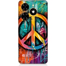 Tecno Spark 20 Uyumlu Renkli Barış Işareti  Desenli Silikon Kılıf
