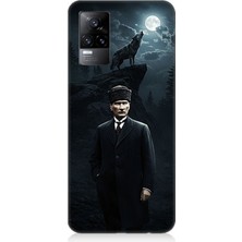 Vivo V21E Uyumlu Kurt ve Mustafa Kemal Atatürk  Desenli Silikon Kılıf