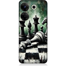 Tecno Camon 20 Pro 4g Uyumlu Karede Satranç ve Düşünce  Desenli Silikon Kılıf