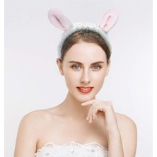 Saç Bandı, Sevimli Tavşan Kulak Bandı, Yüz Yıkama Makyaj Spa Saç Bantları, Kadınlar Için Yumuşak Carol Polar Saç Bandız