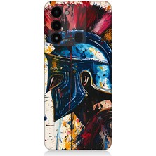 Tecno Spark 8c Uyumlu Kan Içinde Savaşçı Miğfer  Desenli Silikon Kılıf