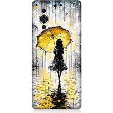 Huaweı Nova 10 Se Uyumlu Yağmurda Sarı Şemsiye Altında  Desenli Silikon Kılıf