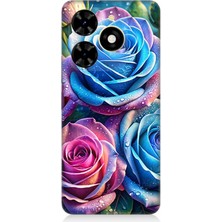 Tecno Spark 20C Uyumlu Gökkuşağı Renkli Güller  Desenli Silikon Kılıf