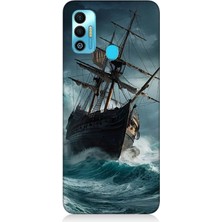 Tecno Spark 7t Uyumlu Fırtınada Eski Gemi  Desenli Silikon Kılıf