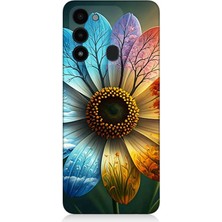 Tecno Spark 8c Uyumlu Yaprakta Gökkuşağı Çiçek  Desenli Silikon Kılıf