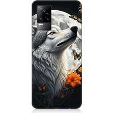Vivo V21E Uyumlu Dolunayda Gururlu Kurt  Desenli Silikon Kılıf