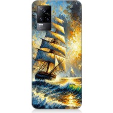 Vivo V21E Uyumlu Alevde Yelkenli Gücü  Desenli Silikon Kılıf