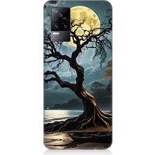 Vivo V21E Uyumlu Dolunay Altında Kurumuş Ağaç  Desenli Silikon Kılıf