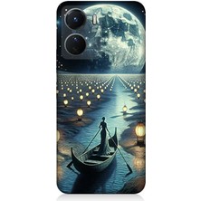Vivo V16 Uyumlu Ay Işığında Sandal Yolculuk  Desenli Silikon Kılıf