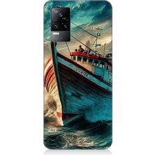 Vivo V21E Uyumlu Dalgalarla Savaşan Gemi  Desenli Silikon Kılıf