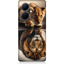 Vivo V29 Lite Uyumlu Aslana Bakan Yavru  Desenli Silikon Kılıf