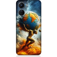 Vivo V16 Uyumlu Dünyayı Taşıyan Atlas  Desenli Silikon Kılıf