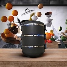 Davet Freshbox Füme 3 Katlı Sızdırmaz Yemek Termosu Sefer Tası (Özel Seri, Renk) 1.8 Litre