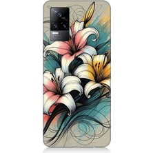 Vivo V21E Uyumlu Yumuşak Hatlı Zambaklar  Desenli Silikon Kılıf