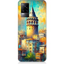 Vivo V21E Uyumlu Galata’da Renkli Işıklar  Desenli Silikon Kılıf
