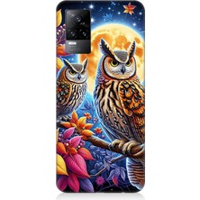 Vivo V21E Uyumlu Dallarda Bilge Baykuşlar  Desenli Silikon Kılıf