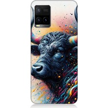 Vivo Y53S Uyumlu Renk Patlamalı Boğa  Desenli Silikon Kılıf