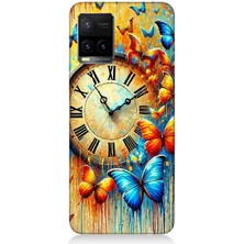 Vivo Y53S Uyumlu Saat ve Kelebek Zamanı  Desenli Silikon Kılıf