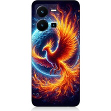 Vivo Y22S Uyumlu Alevlerin Içinde Dönüşüm Anka Kuşu  Desenli Silikon Kılıf