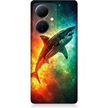 Vivo V29 Lite Uyumlu Uzayda Parlayan Yalnız Köpekbalığı  Desenli Silikon Kılıf