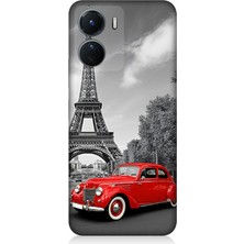 Vivo V16 Uyumlu Eyfel’in Yanında Klasik Araba  Desenli Silikon Kılıf