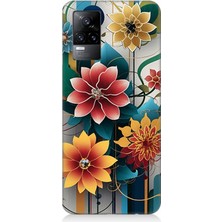Vivo V21E Uyumlu Dijital Çiçek Kompozisyonu  Desenli Silikon Kılıf