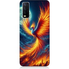 Vivo Y20 Uyumlu Ateşle Dans Eden Anka  Desenli Silikon Kılıf