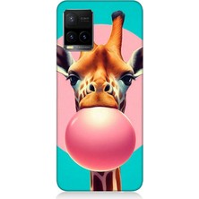 Vivo Y53S Uyumlu Balon Sakızlı Zürafa  Desenli Silikon Kılıf