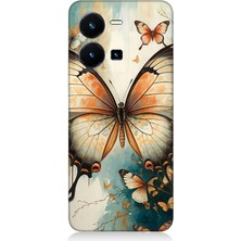 Vivo Y22S Uyumlu Zarif Kanatlı Kelebek  Desenli Silikon Kılıf