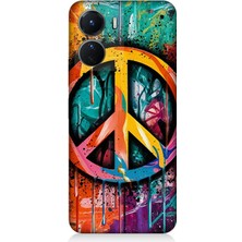 Vivo V16 Uyumlu Renkli Barış Işareti  Desenli Silikon Kılıf