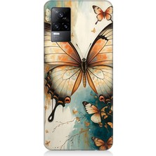 Vivo V21E Uyumlu Zarif Kanatlı Beyaz Kelebek  Desenli Silikon Kılıf