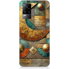 Vivo V21E Uyumlu Yarım Ay Geometrik Kompozisyon  Desenli Silikon Kılıf