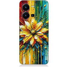 Vivo Y22S Uyumlu Patlayan Renkli Çiçek Fırçası  Desenli Silikon Kılıf