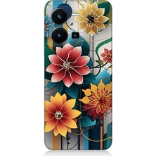 Vivo Y35 Uyumlu Dijital Çiçek Kompozisyonu  Desenli Silikon Kılıf